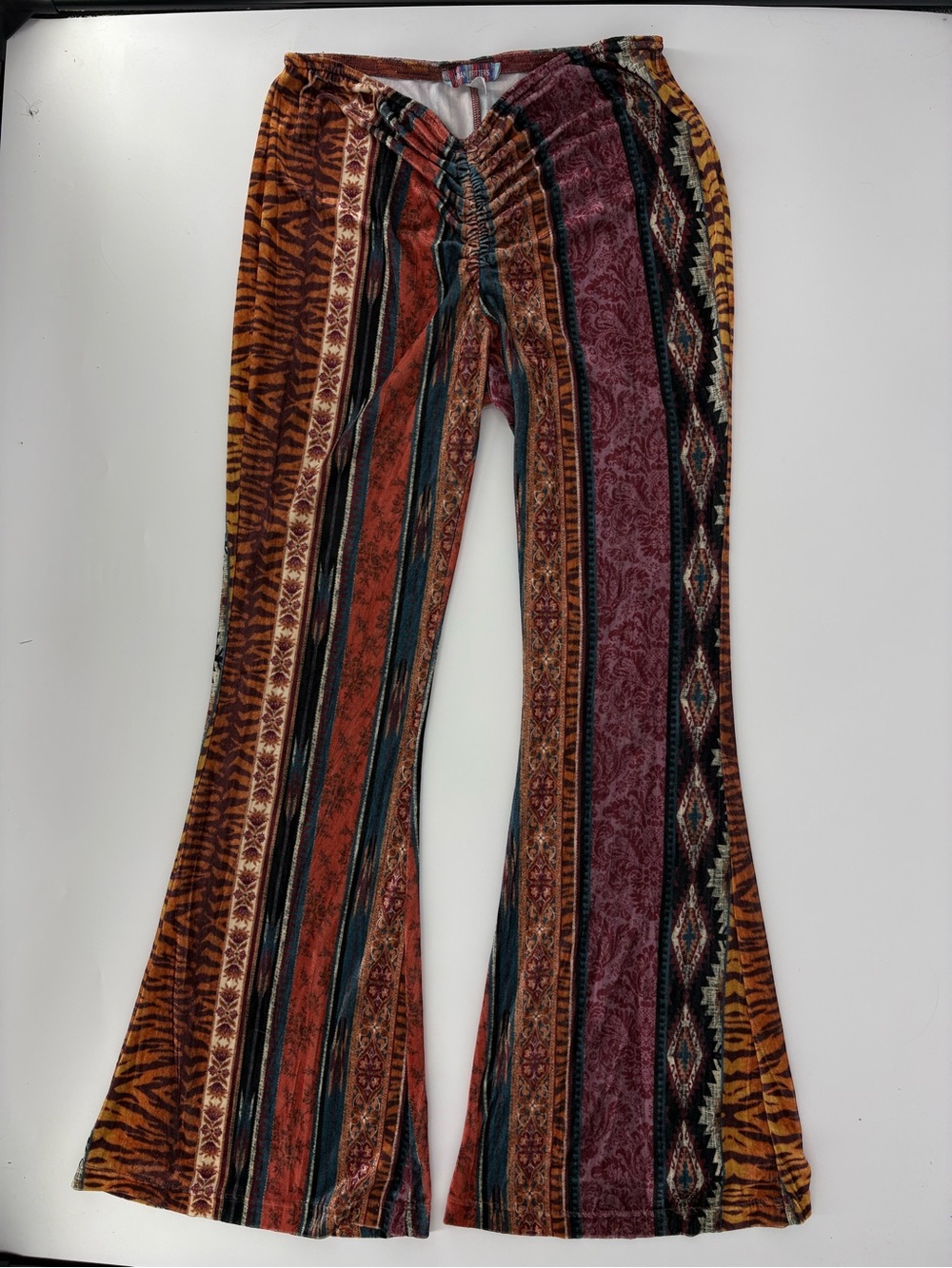 Urban Outfitters Low Rise Hippy Flower Child Bell Bottom Velvet Pants Large